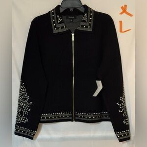 Chic Black Embellished Women's Blazer